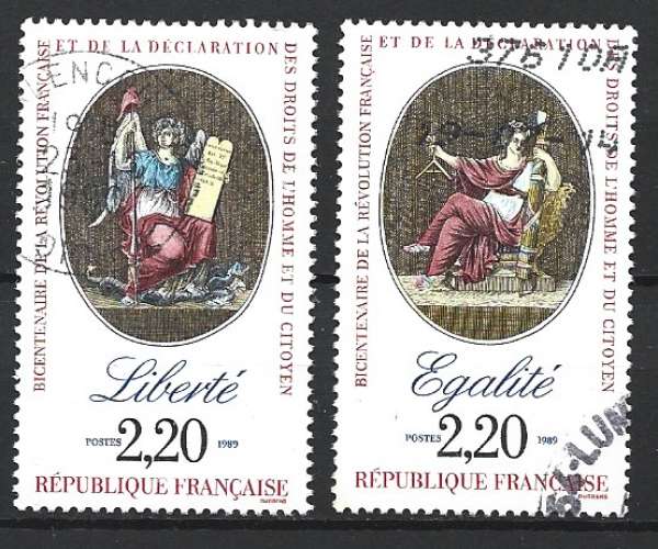 France 1989 - Y & T : 2573, 2574 - Liberté, Égalité