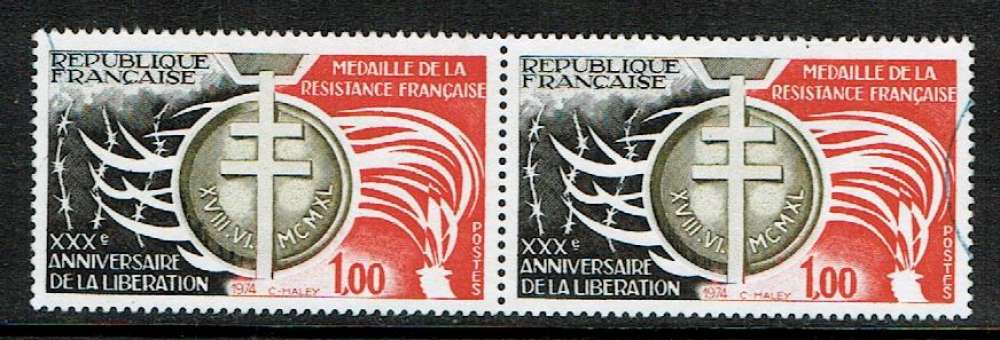 FRANCE 1974 - PAIRE YT 1821 OBLITÉRÉE.