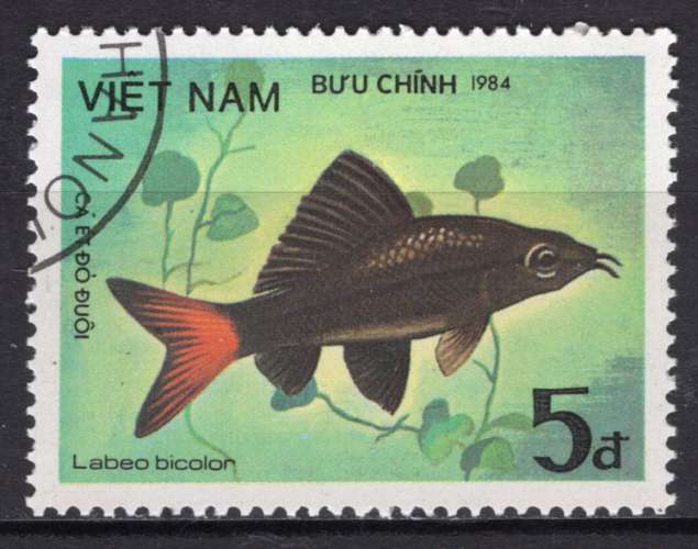 VIET NAM 1984 LES POISSONS OBLITERE