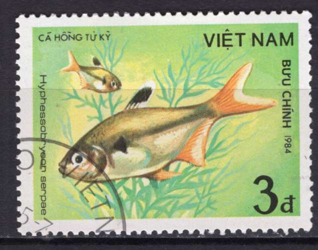 VIET NAM 1984 LES POISSONS OBLITERE