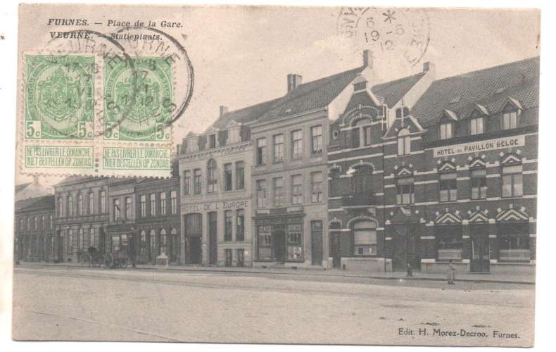 cpa Belgique Veurne, Furnes,Place de la Gare