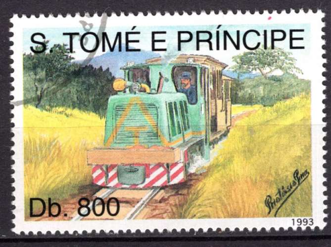 ST THOMAS ET PRINCE 1993 LOCOMOTIVE ET WAGONS  OBLITERE