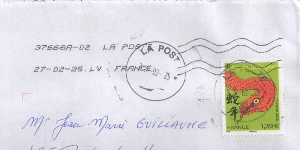 FRANCE LETTRE 2025 ANNEE DU SERPENT PM  voir scan