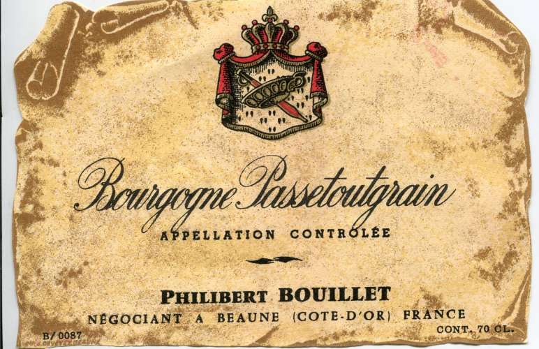 France - Bourgogne Passetoutgrain - Appellation Contrôlée - Philibert Bouillet á Beaune