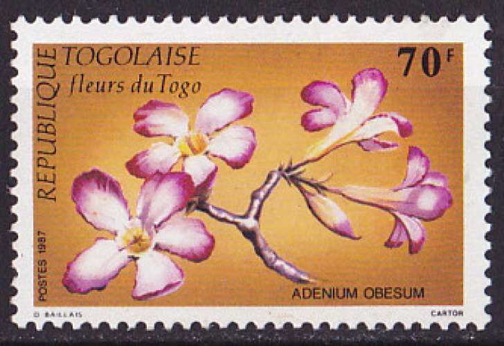 Timbre neuf ** n° 1218(Yvert) Togo 1987 - Fleurs du Togo