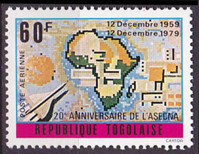 Timbre PA neuf ** n° 421(Yvert) Togo 1980 - Aviation, ASECNA