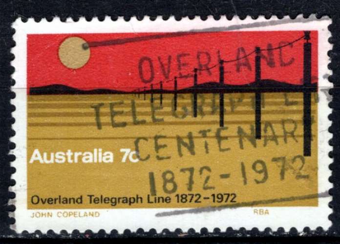 AUSTRALIE 1972 CENTENAIRE DES DOMMUNICATIONS TELEGRAPHIQUES OBLITERE