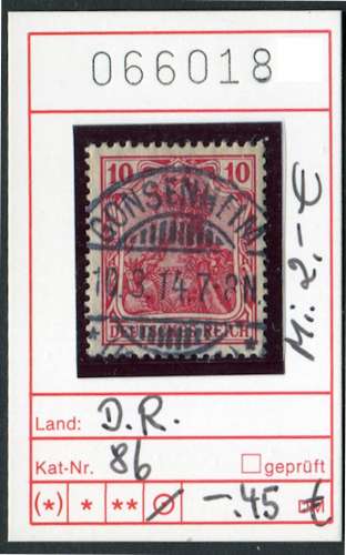 Empire allemand 1905 - Michel 86  -  oo oblit.