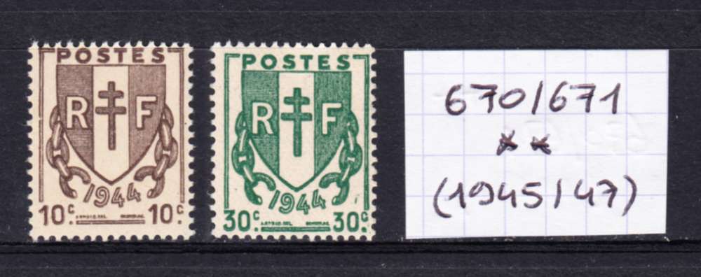 FRANCE - 1945 / 47 - Neufs ** -  YT. 670 671