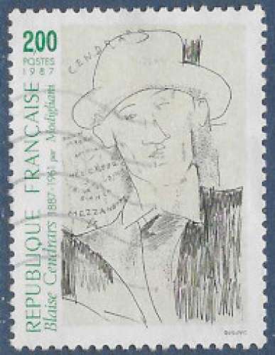 FRANCE 1987 : yt 2497 Oblitéré/Used # Blaise Cendrars (1887-1961)