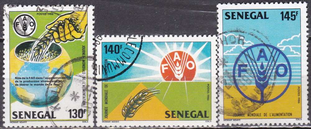 SENEGAL N° 717/9 de 1987 oblitérés en série complète