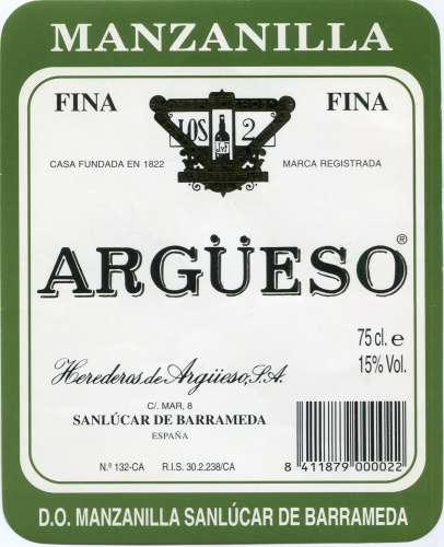 Espagne - Manzanilla Fina - Argüeso - Herrederos de Argüeso - Sanlucar de Barrameda