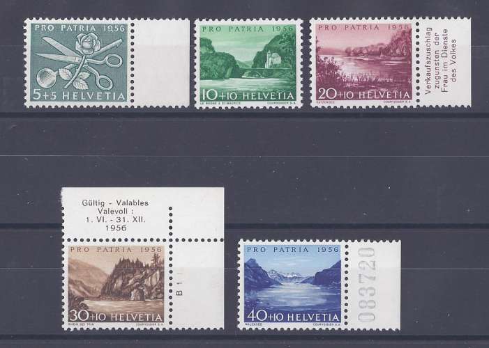 SUISSE  Y/T  n° 576/580   neuf **   1956