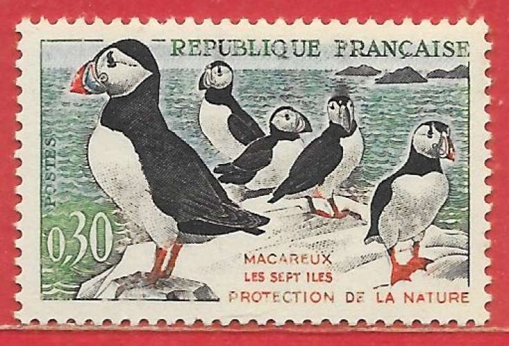 France n°1274a 30c variété (macareux à la houpe) 1960 **