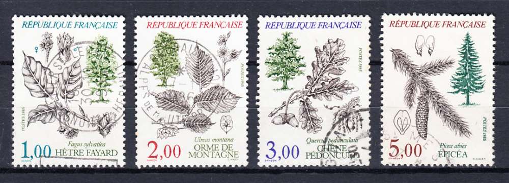 FRANCE - 1985 - O - YT.  2384 / 2387 -  Arbres