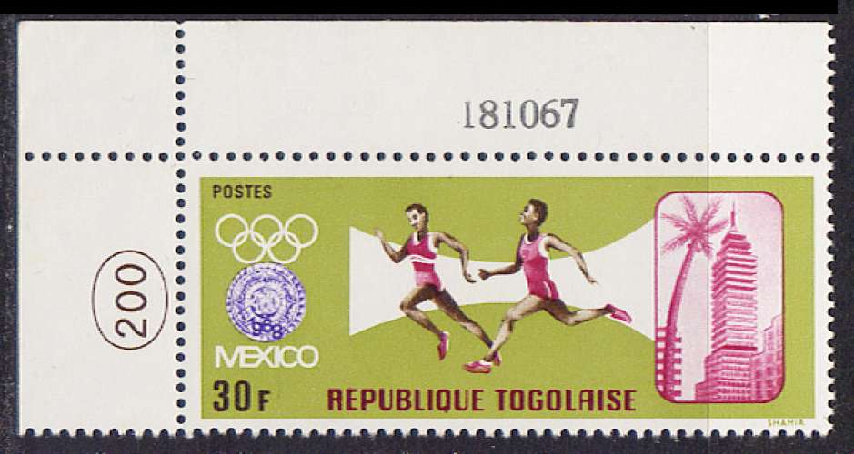 Timbre neuf ** n° 558(Yvert) Togo 1967 - JO Mexico