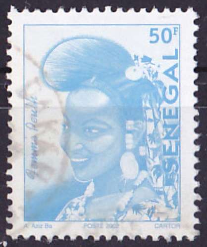 Timbre oblitéré n° 1680F(Yvert) Sénégal 2002 - Coiffure, femme Peulh