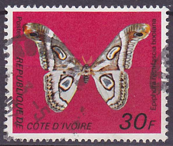 Timbre oblitéré n° 440A(Yvert) Côte d'Ivoire 1977 - Papillon