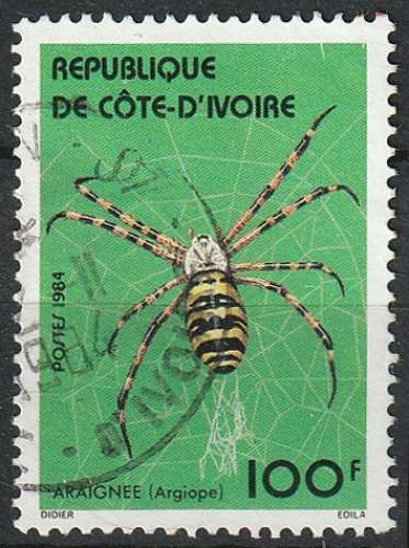 Timbre oblitéré n° 681(Yvert) Côte d'Ivoire 1984 - Araignée