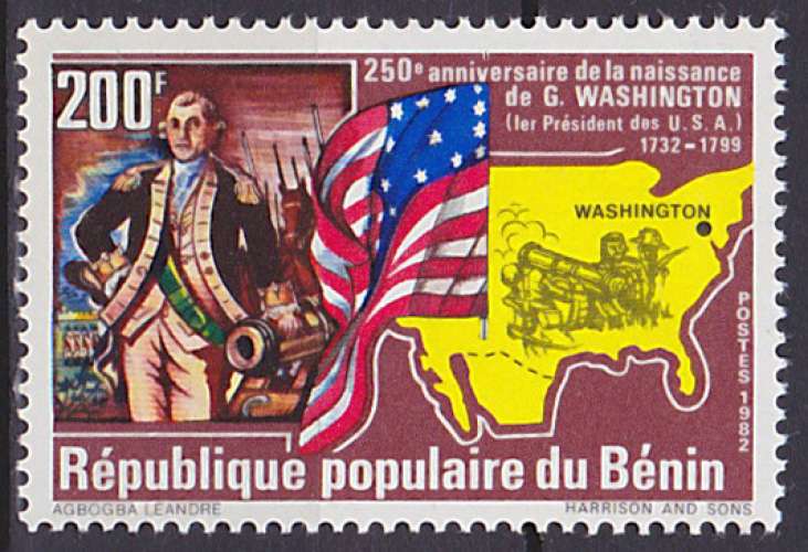 Timbre neuf ** n° 544(Yvert) Bénin 1982 - Georges Washington