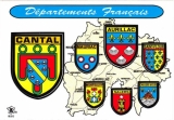 miniature France 15 Cantal - Blasons adhésifs du département et des villes sur carte postale neuve