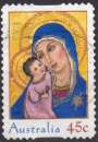 miniature 9909 - Y&T n° 2390 - adhésif oblitéré - Noël - Vierge et l'Enfant - 2005 - Australie