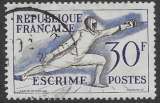 miniature FRANCE 1953 : yt 962 Oblitéré/Used # JO Helsinki - Escrime