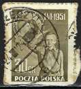 miniature Pologne - 1951 - Y & T n° 606 - O. (sur fragment)