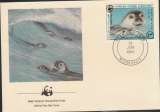 miniature Mauritanie 1986  Y&T  575/78  phoque moine  sur 4 FDC   WWF