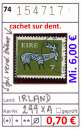 miniature Irlande 1974 -  Michel 299 XA - Yvert ? - oo oblit. - cachet sur dent.