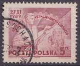 Pologne 1949 Y&T 557 oblitéré trace de charnière - Unité du mouvement populaire 