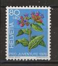 miniature SUISSE ANNEE 1976 Y.T N°1016 NEUF**  PLANTES MEDICINALES une dent un peu courte