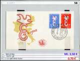 miniature Belgique 1958 - Michel 1117-1118 -  COB 1064-1065  -  oo oblit. - sur FDC