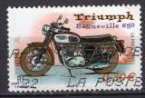 miniature FRANCE 2002 LES MOTOS LA TRIUMPH BONNEVILLE OBLITERE